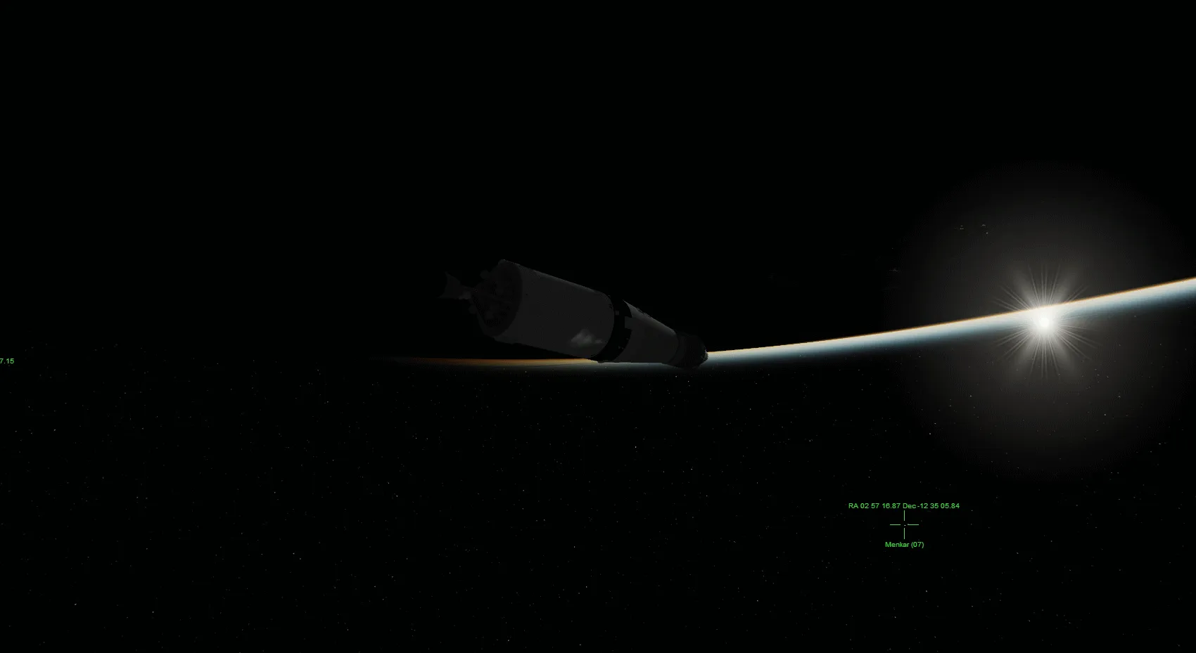 SIVB in orbit, approaching a sunrise